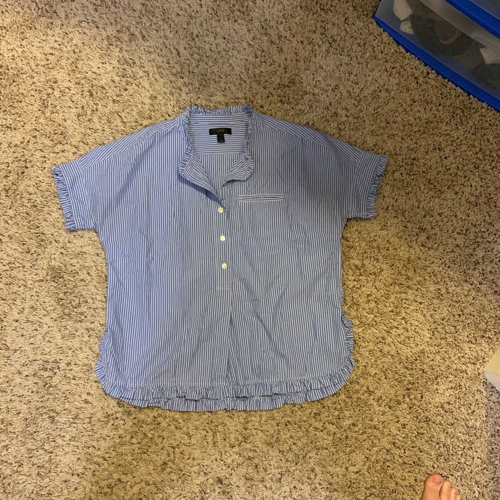 Blue and white striped blouse